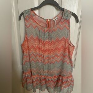 Blue and Orange sleeveless top by Elle